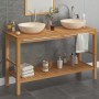 Mueble tocador madera teca maciza con lavabos de mármol crema de vidaXL, Tocadores de baño - Ref: Foro24-3058169, Precio: 478...