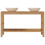 Mueble tocador madera teca maciza con lavabos de mármol crema de vidaXL, Tocadores de baño - Ref: Foro24-3058169, Precio: 478...