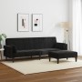 Sofá cama de 2 plazas con taburete terciopelo negro de , Sofás - Ref: Foro24-3258136, Precio: 341,61 €, Descuento: %