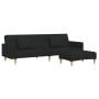 Sofá cama de 2 plazas con taburete tela negro de , Sofás - Ref: Foro24-3258108, Precio: 344,90 €, Descuento: %