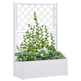 Flowerbed with trellis and white automatic irrigation system by vidaXL, Pots and planters - Ref: Foro24-313967, Price: 156,86...
