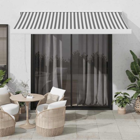 Toldo retráctil aluminio y tela gris antracita y blanco 3x2,5 m de , Toldos - Ref: Foro24-3216133, Precio: 617,39 €, Descuent...