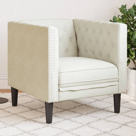 Sillón Chesterfield de terciopelo blanco crema de , Sofás - Ref: Foro24-372680, Precio: 161,15 €, Descuento: %