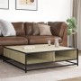 Mesa centro madera ingeniería y metal roble Sonoma 100x100x30cm de , Mesas de centro - Ref: Foro24-848775, Precio: 79,58 €, D...