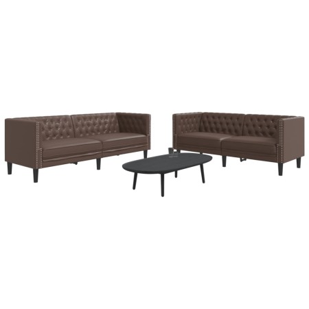 Juego de sofás Chesterfield 2 piezas cuero sintético marrón de , Sofás - Ref: Foro24-3209276, Precio: 578,99 €, Descuento: %