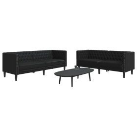 Juego de sofás Chesterfield 2 piezas cuero sintético negro de , Sofás - Ref: Foro24-3209274, Precio: 627,82 €, Descuento: %