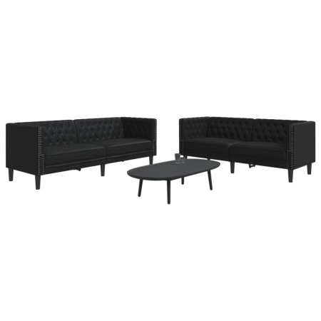 Juego de sofás Chesterfield 2 piezas cuero sintético negro de , Sofás - Ref: Foro24-3209274, Precio: 627,82 €, Descuento: %