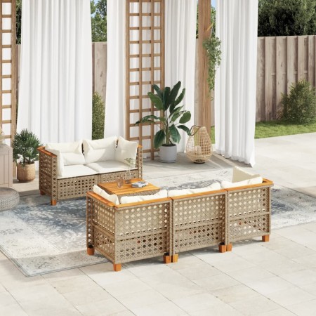 Juego de sofás jardín con cojines 6 pzas ratán sintético beige de , Conjuntos de jardín - Ref: Foro24-3261736, Precio: 521,28...