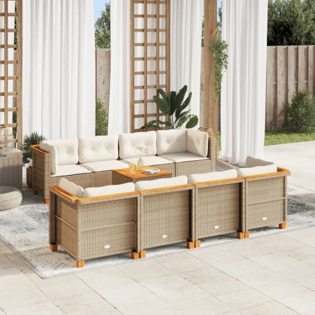 Set de sofás de jardín con cojines 9 pzas ratán sintético beige de , Conjuntos de jardín - Ref: Foro24-3261769, Precio: 642,9...