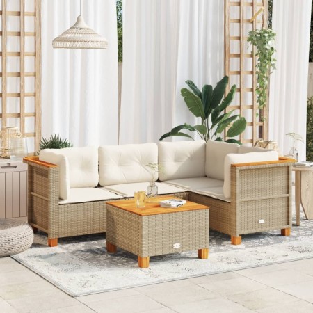 Juego de sofás jardín con cojines 5 pzas ratán sintético beige de , Conjuntos de jardín - Ref: Foro24-3261805, Precio: 384,47...