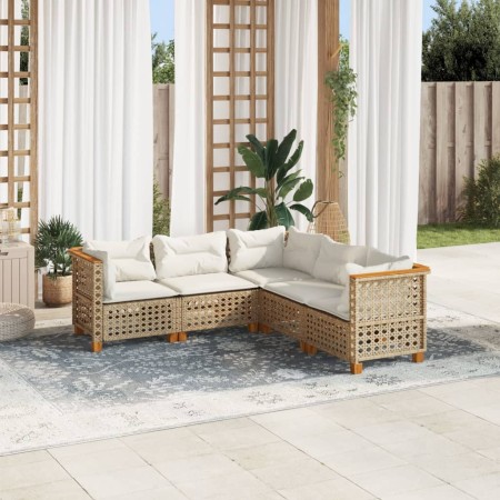 Juego de sofás jardín con cojines 5 pzas ratán sintético beige de , Conjuntos de jardín - Ref: Foro24-3261826, Precio: 434,29...