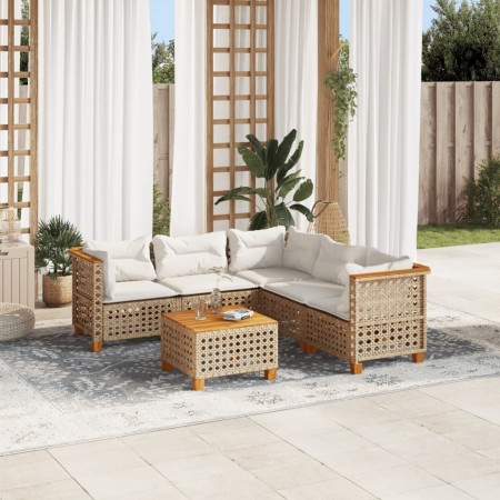 Juego de sofás jardín con cojines 6 pzas ratán sintético beige de , Conjuntos de jardín - Ref: Foro24-3261832, Precio: 489,25...