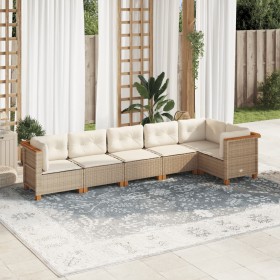 Juego de sofás jardín con cojines 6 pzas ratán sintético beige de , Conjuntos de jardín - Ref: Foro24-3261847, Precio: 447,41...