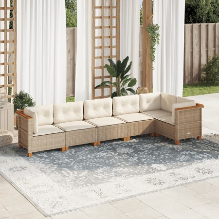 Juego de sofás jardín con cojines 6 pzas ratán sintético beige de , Conjuntos de jardín - Ref: Foro24-3261847, Precio: 447,41...