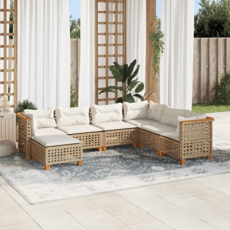 Set sofás de jardín 7 piezas y cojines ratán sintético beige de , Conjuntos de jardín - Ref: Foro24-3261940, Precio: 585,74 €...