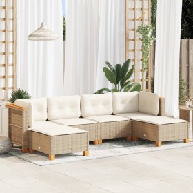 Juego de sofás jardín con cojines 6 pzas ratán sintético beige de , Conjuntos de jardín - Ref: Foro24-3261949, Precio: 424,35...