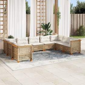 Set de sofás de jardín con cojines 9 pzas ratán sintético beige de , Conjuntos de jardín - Ref: Foro24-3261982, Precio: 761,3...