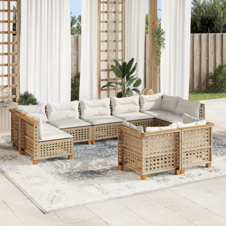 Set de sofás de jardín con cojines 9 pzas ratán sintético beige de , Conjuntos de jardín - Ref: Foro24-3261994, Precio: 761,3...