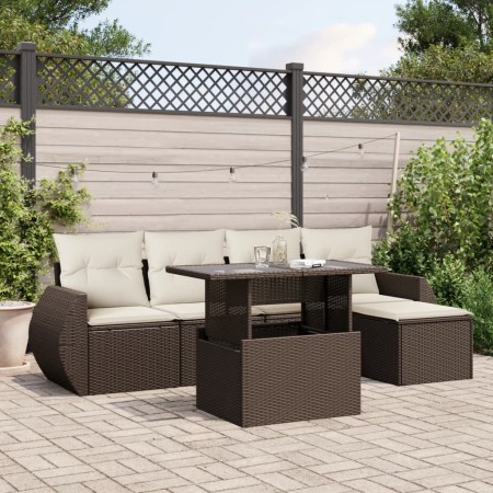 Set sofás de jardín 6 piezas y cojines ratán sintético marrón de , Conjuntos de jardín - Ref: Foro24-3268503, Precio: 416,82 ...