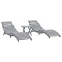 Tumbonas con mesa 2 unidades madera maciza de acacia gris de , Tumbonas - Ref: Foro24-3155469, Precio: 271,68 €, Descuento: %