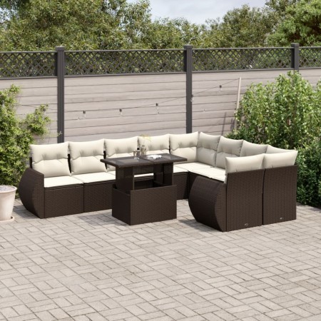 Set de sofás de jardín 10 pzas y cojines ratán sintético marrón de , Conjuntos de jardín - Ref: Foro24-3268763, Precio: 748,1...