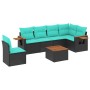 Set de sofás de jardín 7 pzas con cojines ratán sintético negro de , Conjuntos de jardín - Ref: Foro24-3226862, Precio: 526,5...