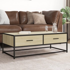 Mesa de centro madera ingeniería metal roble Sonoma 100x50x35cm de , Mesas de centro - Ref: Foro24-848780, Precio: 85,29 €, D...