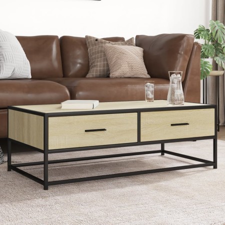 Mesa de centro madera ingeniería metal roble Sonoma 100x50x35cm de , Mesas de centro - Ref: Foro24-848780, Precio: 85,29 €, D...