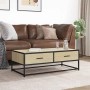 Mesa de centro madera ingeniería metal roble Sonoma 100x50x35cm de , Mesas de centro - Ref: Foro24-848780, Precio: 85,29 €, D...