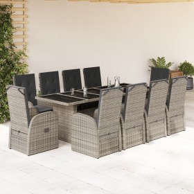 Set de comedor de jardín 11 pzas y cojines ratán sintético gris de , Conjuntos de jardín - Ref: Foro24-3277625, Precio: 1,00 ...