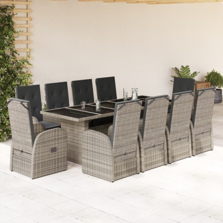 Set de comedor de jardín 11 pzas y cojines ratán sintético gris de , Conjuntos de jardín - Ref: Foro24-3277625, Precio: 1,00 ...