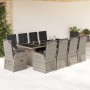 Set de comedor de jardín 11 pzas y cojines ratán sintético gris de , Conjuntos de jardín - Ref: Foro24-3277625, Precio: 1,00 ...