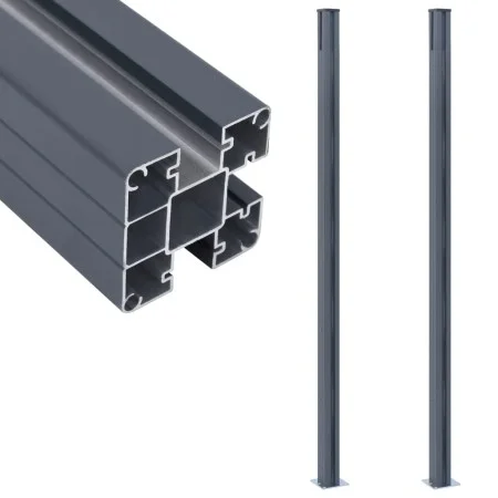 Postes de valla 2 unidades aluminio gris oscuro 185 cm de vidaXL, Postes de cerca - Ref: Foro24-148986, Precio: 140,63 €, Des...