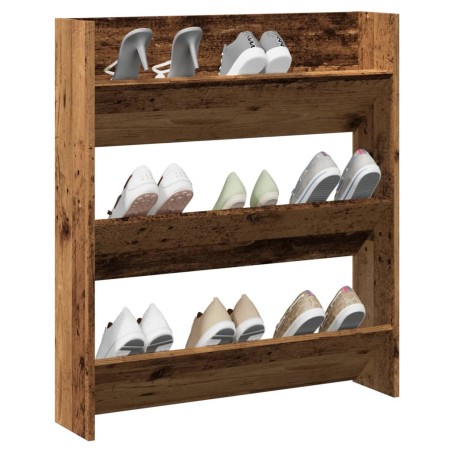 Zapatero de pared madera de ingeniería envejecida 80x18x90 cm de , Zapateros y organizadores de calzado - Ref: Foro24-856544,...