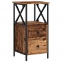 Mesita de noche madera ingeniería envejecida 34x35,5x70 cm de , Mesitas de noche - Ref: Foro24-857250, Precio: 69,25 €, Descu...