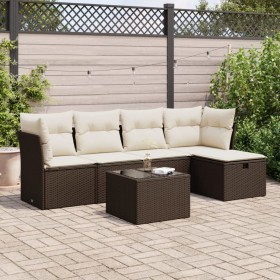 Set sofás de jardín 6 piezas y cojines ratán sintético marrón de , Conjuntos de jardín - Ref: Foro24-3325279, Precio: 369,50 ...