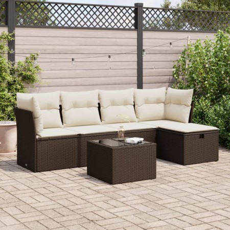 Set sofás de jardín 6 piezas y cojines ratán sintético marrón de , Conjuntos de jardín - Ref: Foro24-3325279, Precio: 369,50 ...