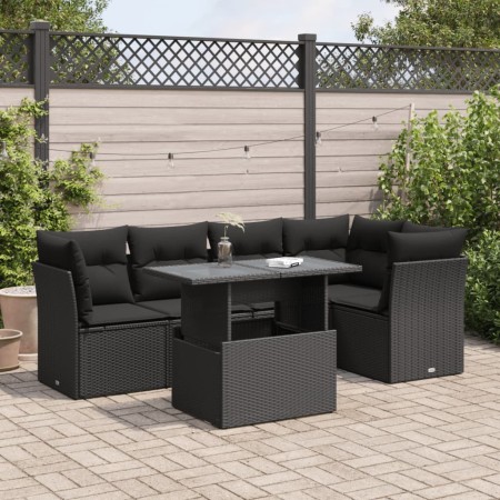 Set de sofás de jardín 6 piezas y cojines ratán sintético negro de , Conjuntos de jardín - Ref: Foro24-3326156, Precio: 459,8...