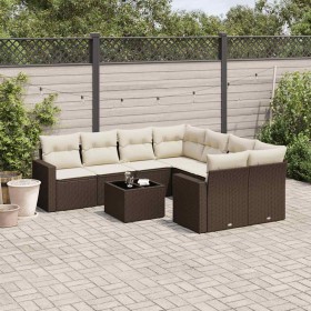 Set de sofás de jardín 9 pzas y cojines ratán sintético marrón de , Sofás modulares de exterior - Ref: Foro24-3251100, Precio...