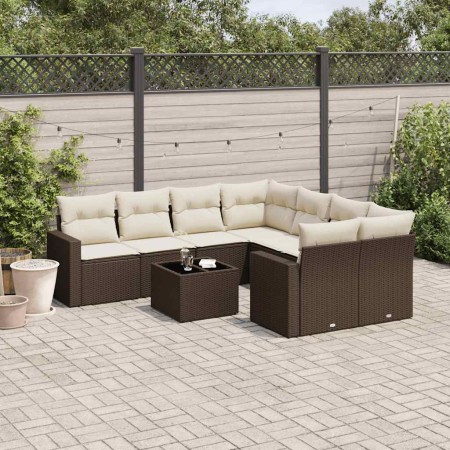 Set de sofás de jardín 9 pzas y cojines ratán sintético marrón de , Sofás modulares de exterior - Ref: Foro24-3251100, Precio...