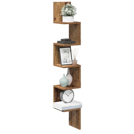 Estante de esquina de pared ingeniería envejecida 20x20x127,5cm de , Estantes y estanterías - Ref: Foro24-856614, Precio: 37,...