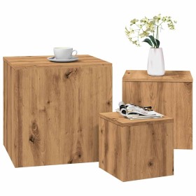 Mesas auxiliares 3 uds madera de ingeniería roble artisan de , Mesas auxiliares - Ref: Foro24-856677, Precio: 85,81 €, Descue...