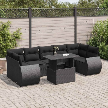 Set de sofás de jardín y cojines 8 piezas ratán sintético negro de , Conjuntos de jardín - Ref: Foro24-3326596, Precio: 579,9...
