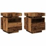Mesita de noche luces LED 2 uds madera envejecida 40x39x48,5 cm de , Mesitas de noche - Ref: Foro24-857659, Precio: 125,19 €,...