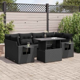 Set de sofás de jardín 7 pzas con cojines ratán sintético negro de , Conjuntos de jardín - Ref: Foro24-3326426, Precio: 552,5...