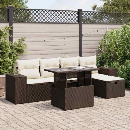 Set sofás de jardín 6 piezas y cojines ratán sintético marrón de , Conjuntos de jardín - Ref: Foro24-3327933, Precio: 439,90 ...