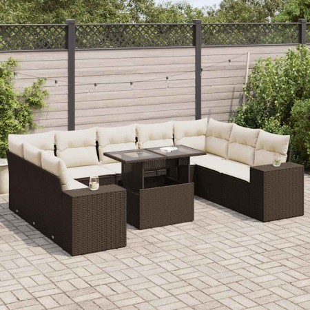 Set de sofás de jardín 10 pzas y cojines ratán sintético marrón de , Conjuntos de jardín - Ref: Foro24-3326864, Precio: 734,3...