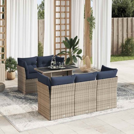 Set sofás jardín y cojines 6 pzas ratán sintético acacia gris de , Conjuntos de jardín - Ref: Foro24-3326102, Precio: 526,48 ...