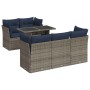 Set sofás jardín y cojines 6 pzas ratán sintético acacia gris de , Conjuntos de jardín - Ref: Foro24-3326102, Precio: 526,48 ...