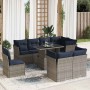 Set sofás jardín y cojines 9 pzas ratán sintético acacia gris de , Conjuntos de jardín - Ref: Foro24-3326182, Precio: 755,49 ...